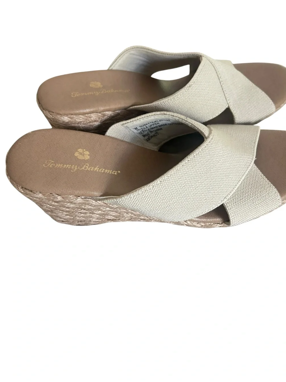 Tommy Bahama Neutral Espadrille Wedge Slide Sandals - Beige size 8